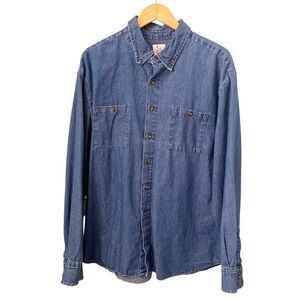 OPEN TRAILS デニムシャツ X-LARGE 100% コットン Open Trails Mens Denim Button Down Shirt Size XL Blue Cotton